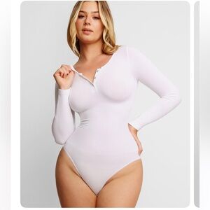 Shapewear Seamless Long Sleeve Henley Bodysuit